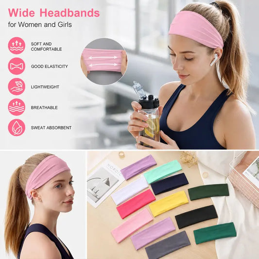 12PCS Wide Headbands for Women Non Slip, Nurse Headbands for Women, Fabric Head Bands for Women's Hair, Fashion Hair Accessories