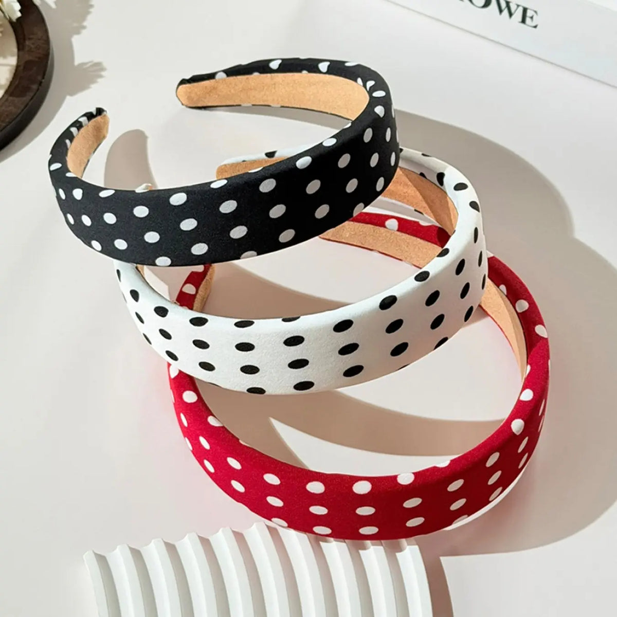 Ladies' sweet polka dot headband, black and white contrasting design, small and fresh, soft material, high elasticity suitable for all head shapes, campus, parties, casual women's accessories, Hair Headband, Stretchy Headbands, Hairbands