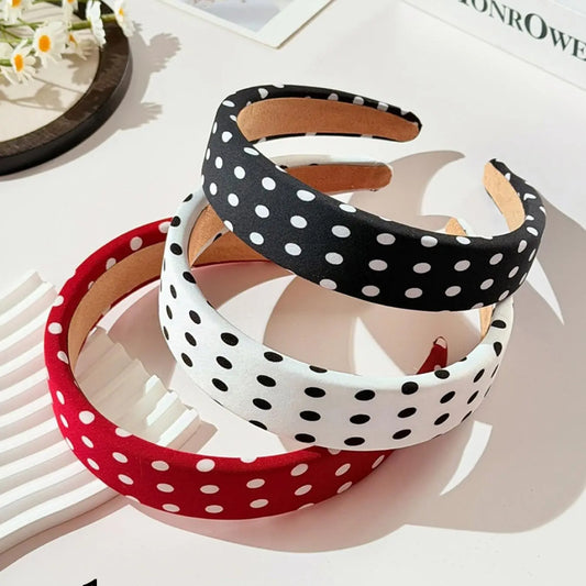 Ladies' sweet polka dot headband, black and white contrasting design, small and fresh, soft material, high elasticity suitable for all head shapes, campus, parties, casual women's accessories, Hair Headband, Stretchy Headbands, Hairbands