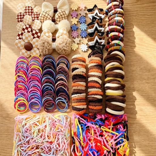 935pcs hair accessory set, Hair decorations, includes bow hair clips, small star hair clips, hair tidy claw clips, many gentle non-damaging hair ties, suitable for girls' everyday hairstyles, hair styling, meets one-stop accessory needs