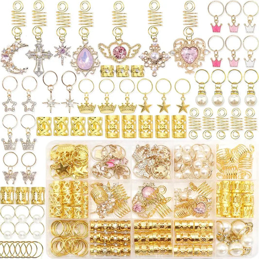 156 count   Loc Dreadlocks   Hair  for Braids Multi Shape Crown  Hair Decoration Hair Coils Rings Dreadlocks Hair Cuffs for Women and Girls