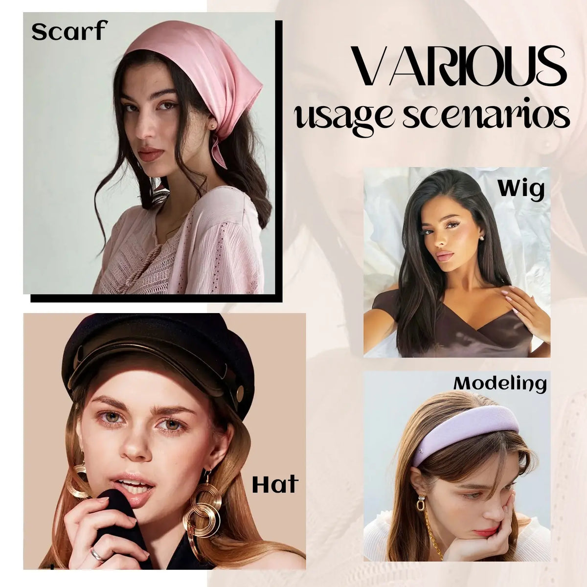 Wide Wig Grip Band for Lace Front Wigs, Velvet Wig Grip Band with Adjustable Hook & Loop Fastener, Wig Grip Headband